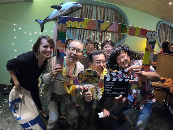 Shantel Dickerson with her students at Peace Boat's Welcome Party.