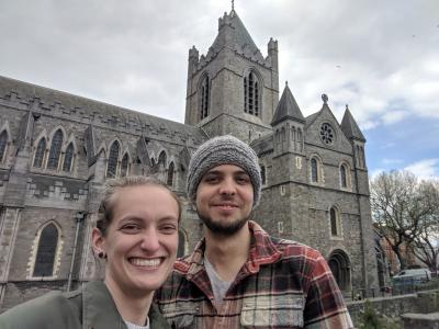 Ashley &amp; Carter at St. Patrick's Cathedral in Ireland.